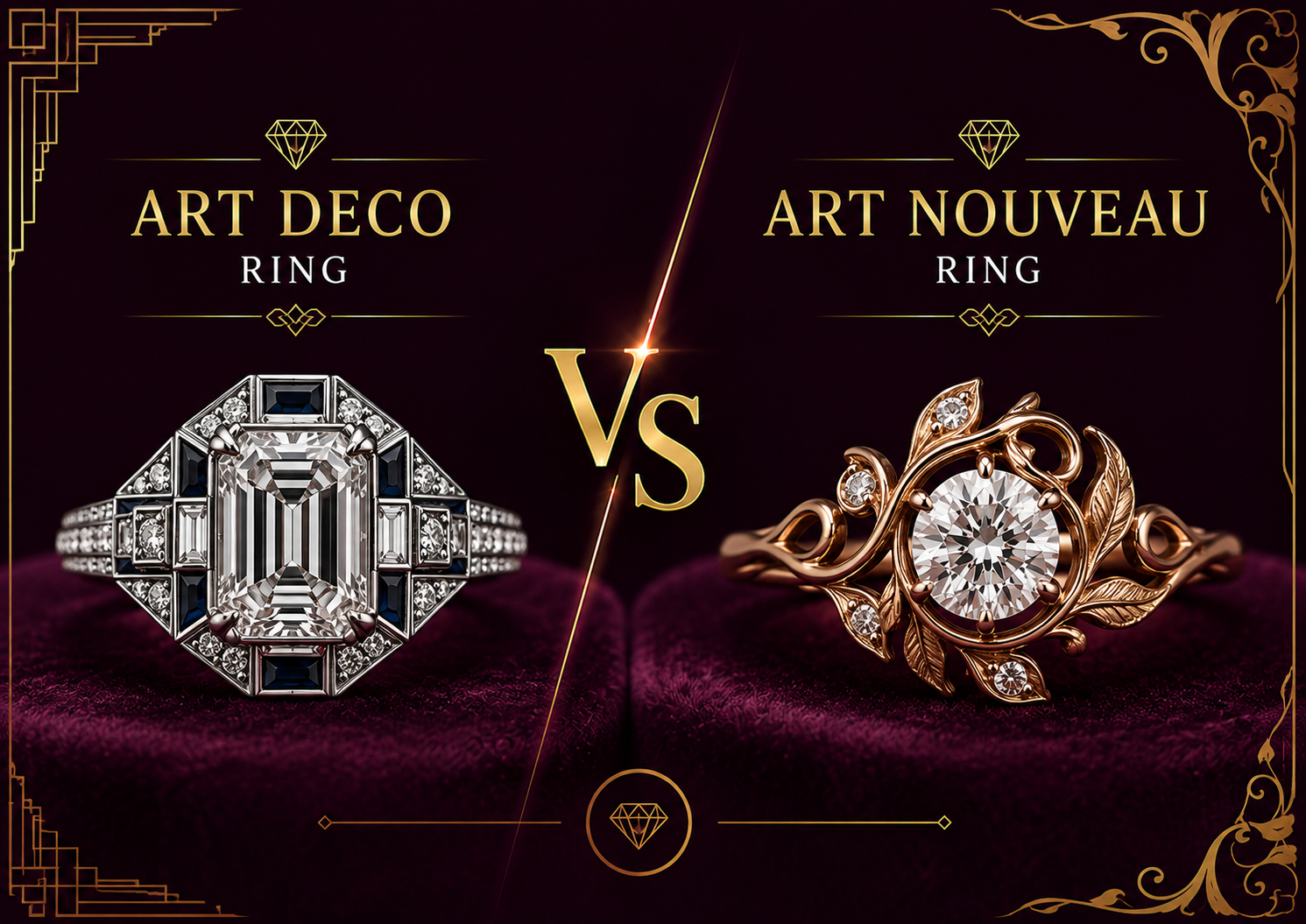 Art Deco vs Art Nouveau Rings