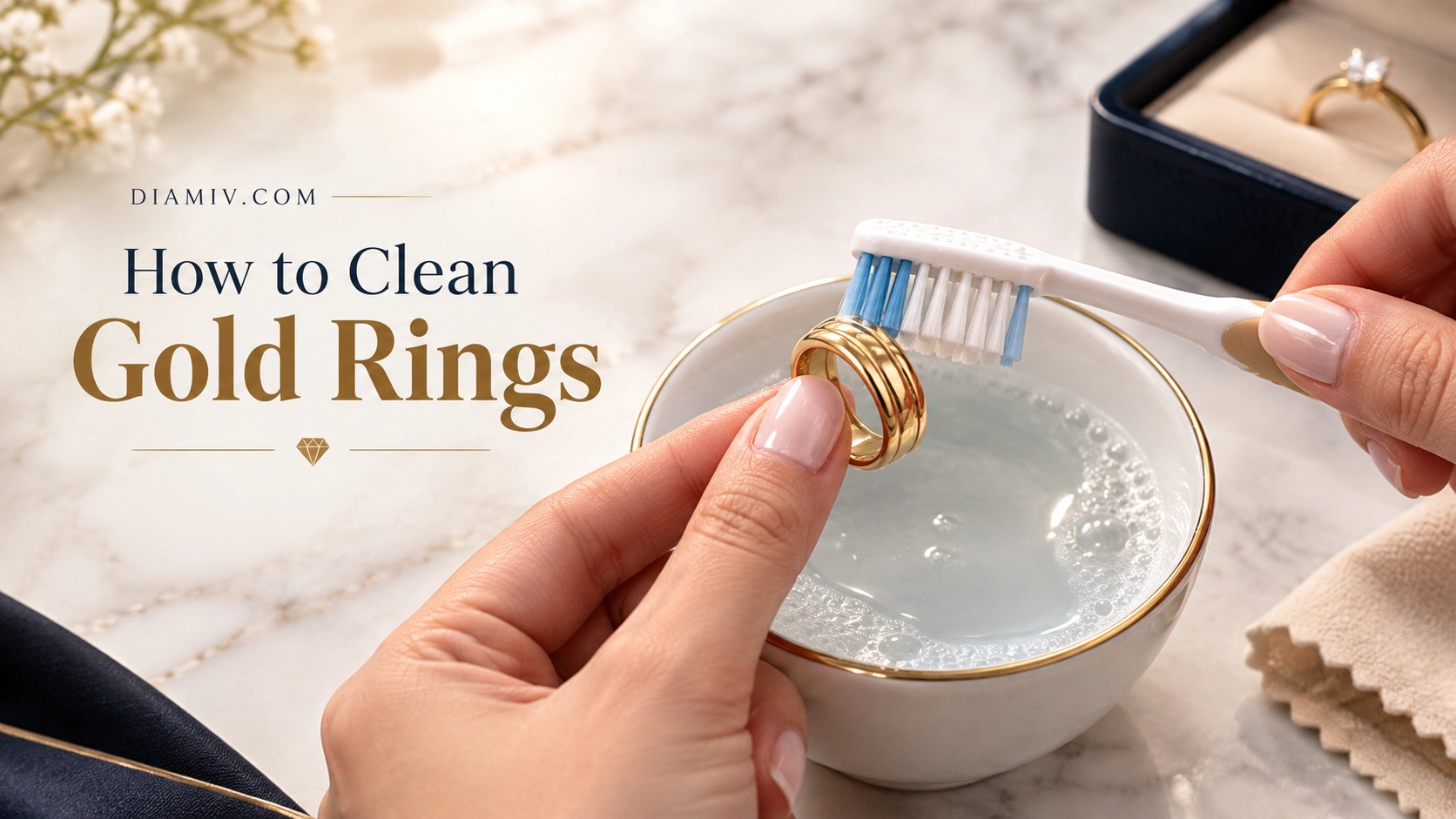 How to clean gold rings at home with a soft toothbrush