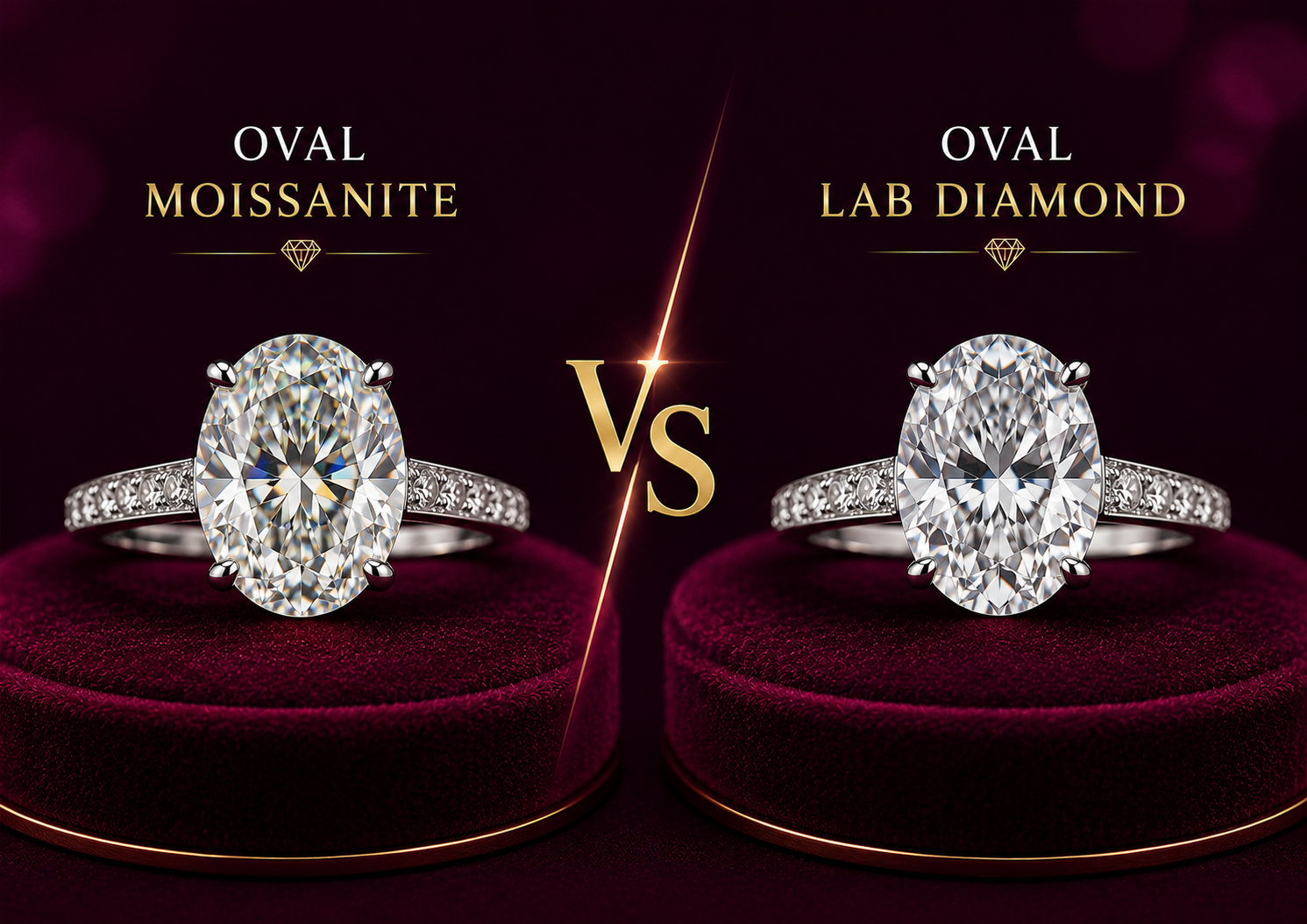 Oval Moissanite vs Oval Lab Diamond