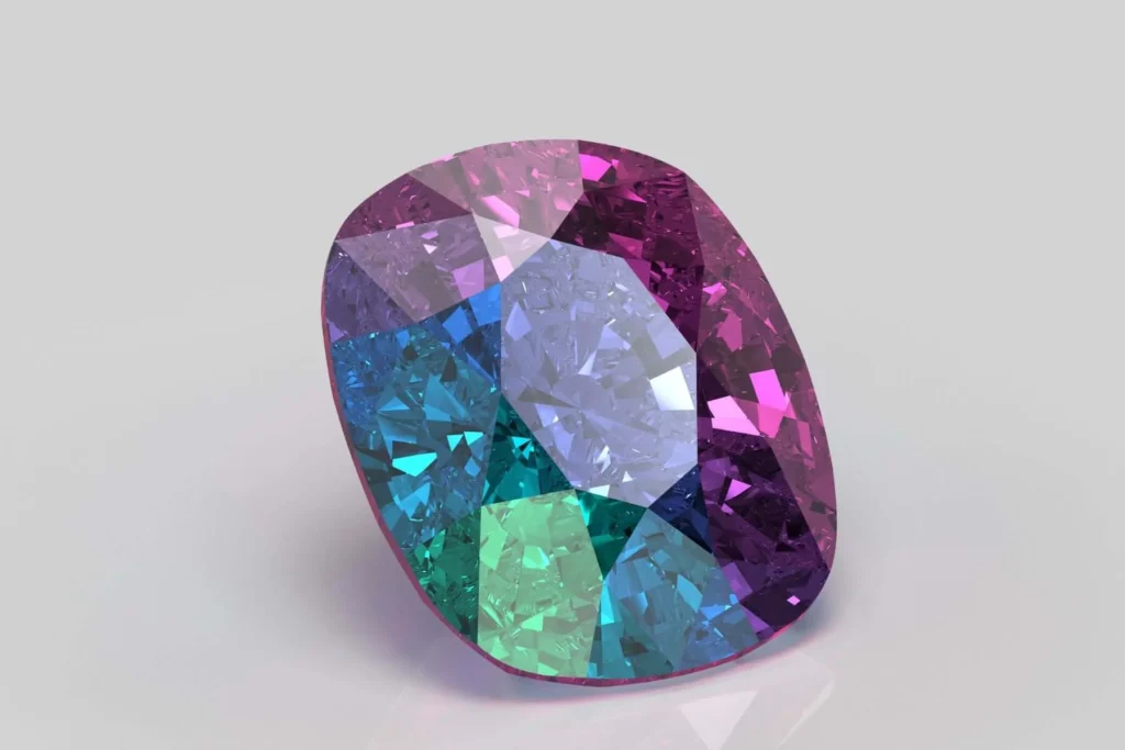 Alexandrite gemstone showing its natural color-changing effect