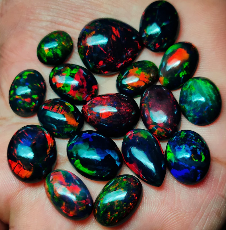 Black Opal gemstone with colorful natural play-of-color