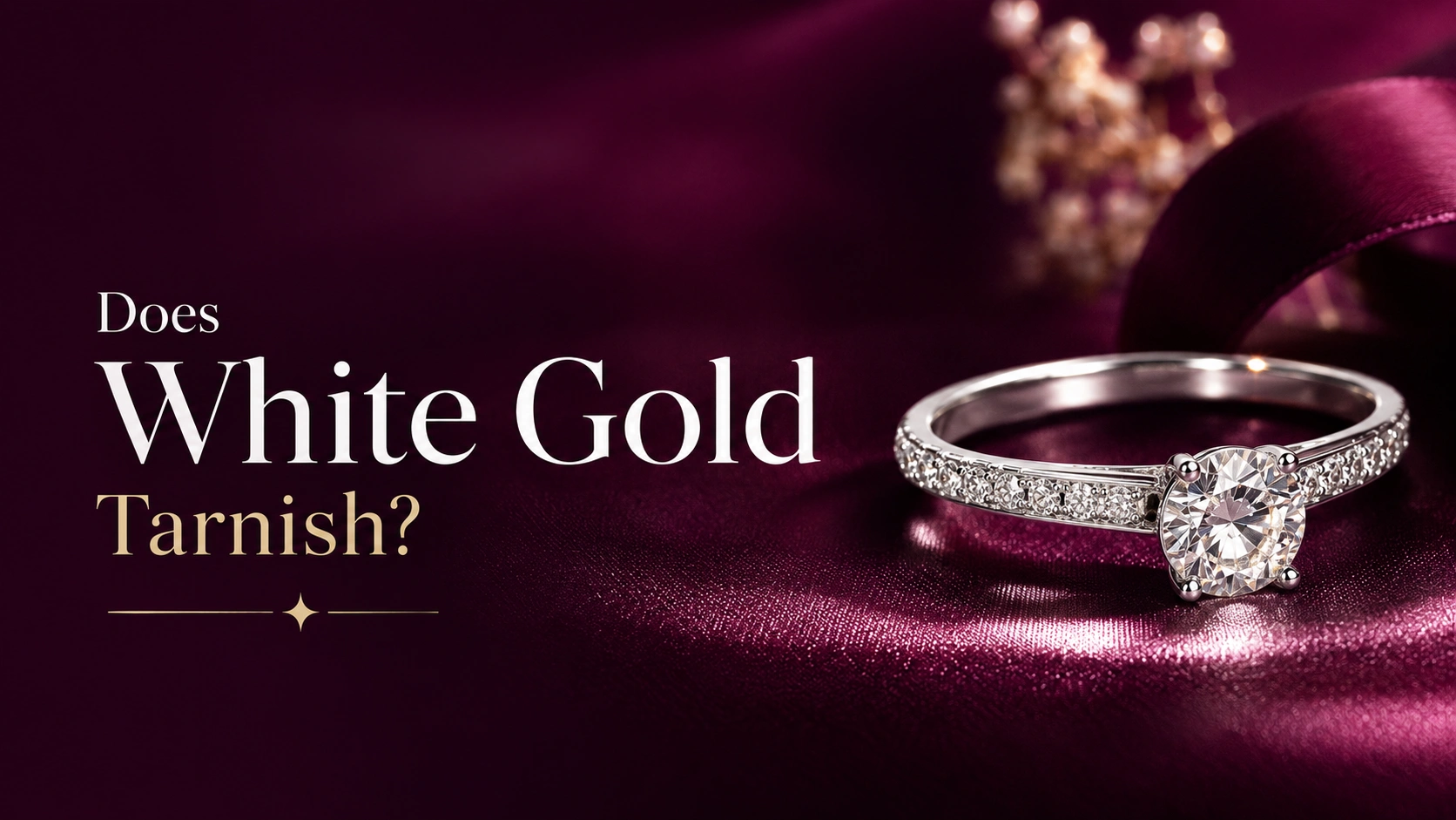 White gold ring showing its natural shine and appearance