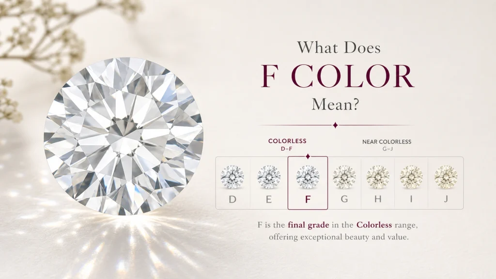 F color diamond meaning and position on the D to Z color scale