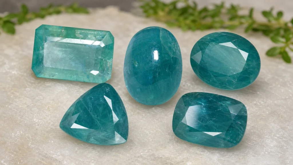 Rare Grandidierite gemstone with blue-green color