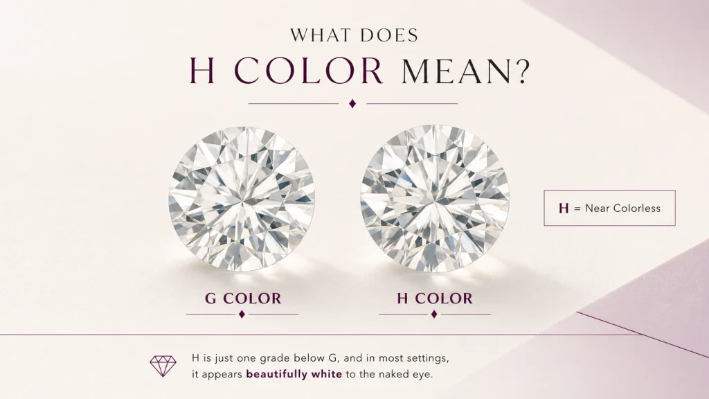 H color diamond showing a near-colorless appearance compared with G color