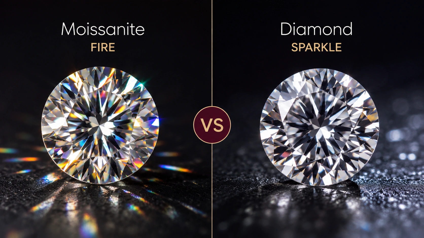 Moissanite fire vs diamond sparkle comparison