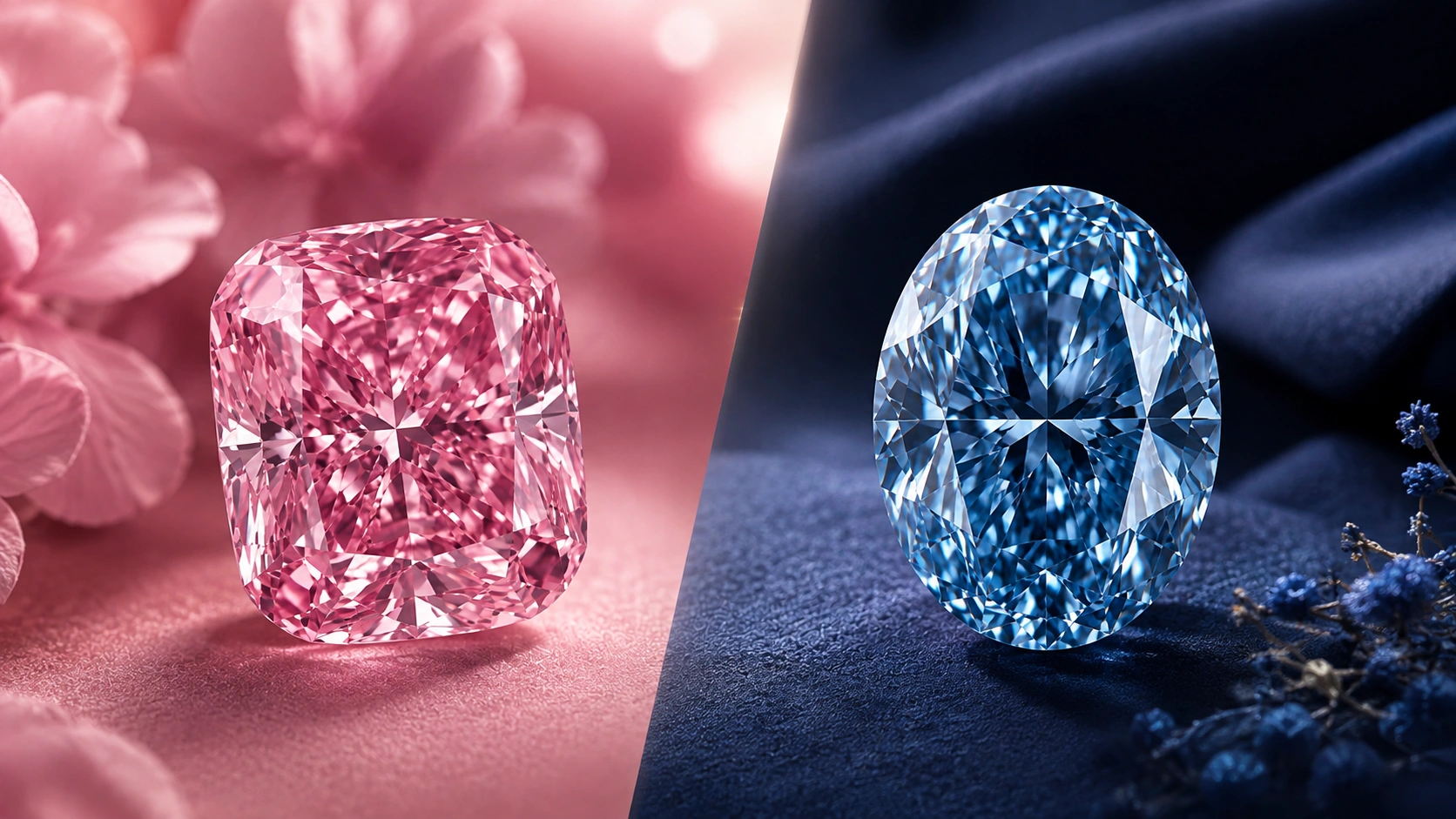 Pink vs blue diamonds compared for value