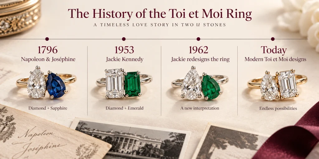 Toi et Moi ring history timeline from 1796 to modern designs