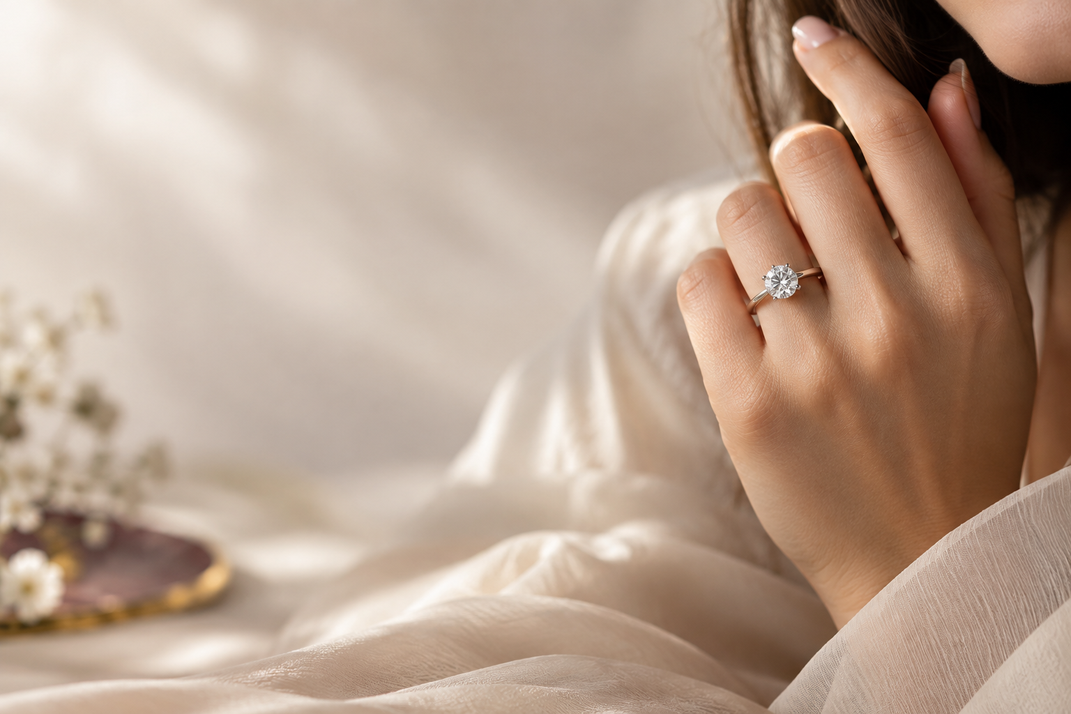 Luxury solitaire diamond engagement ring