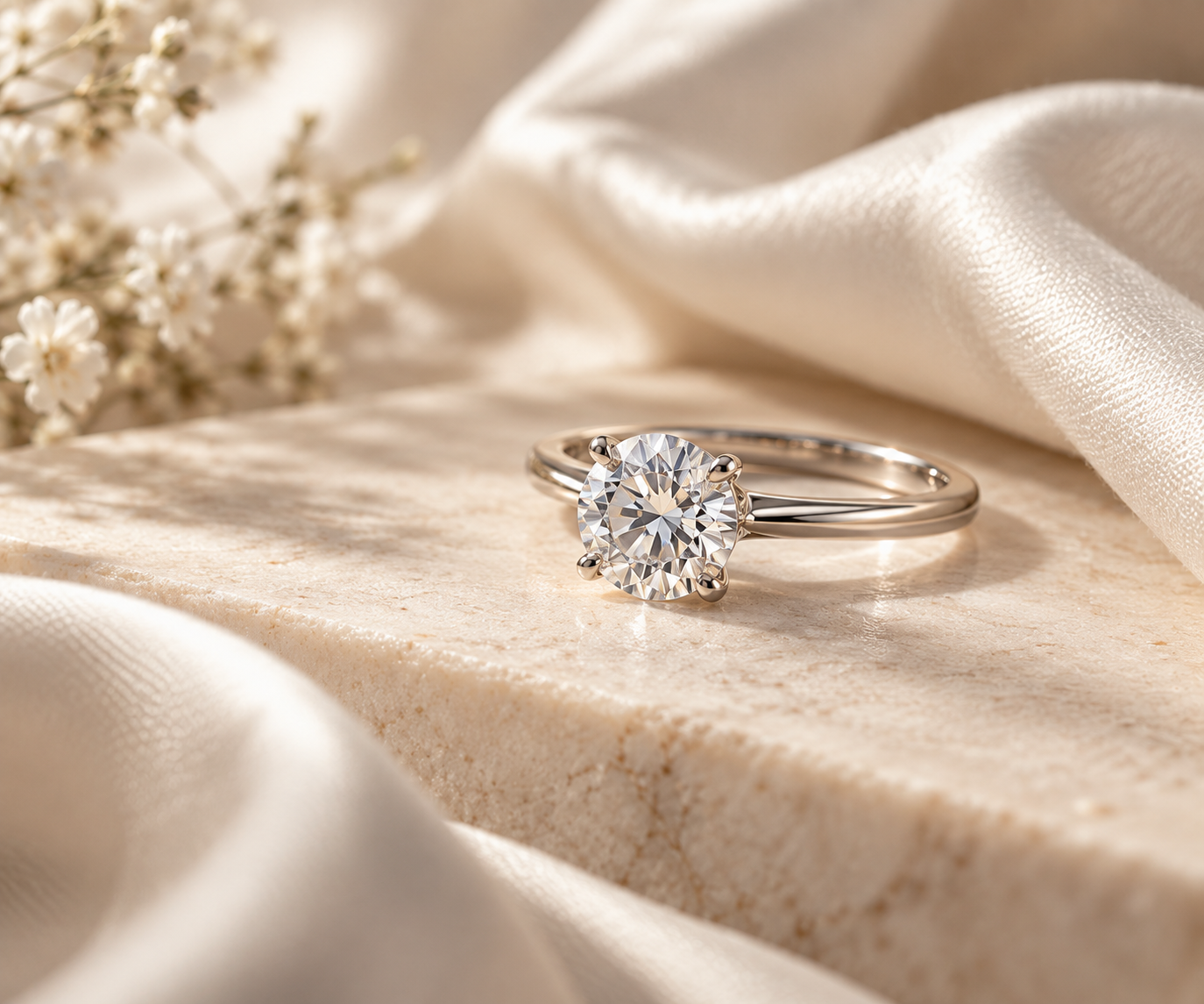 Classic solitaire diamond engagement ring