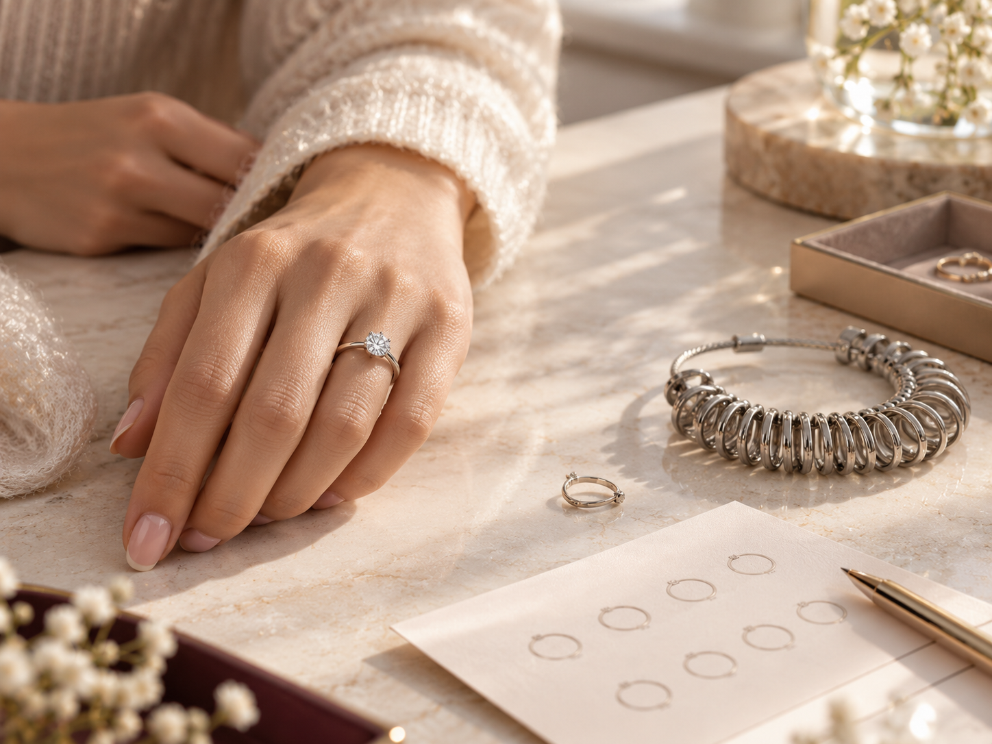 Engagement ring sizing and jewellery consultation tools