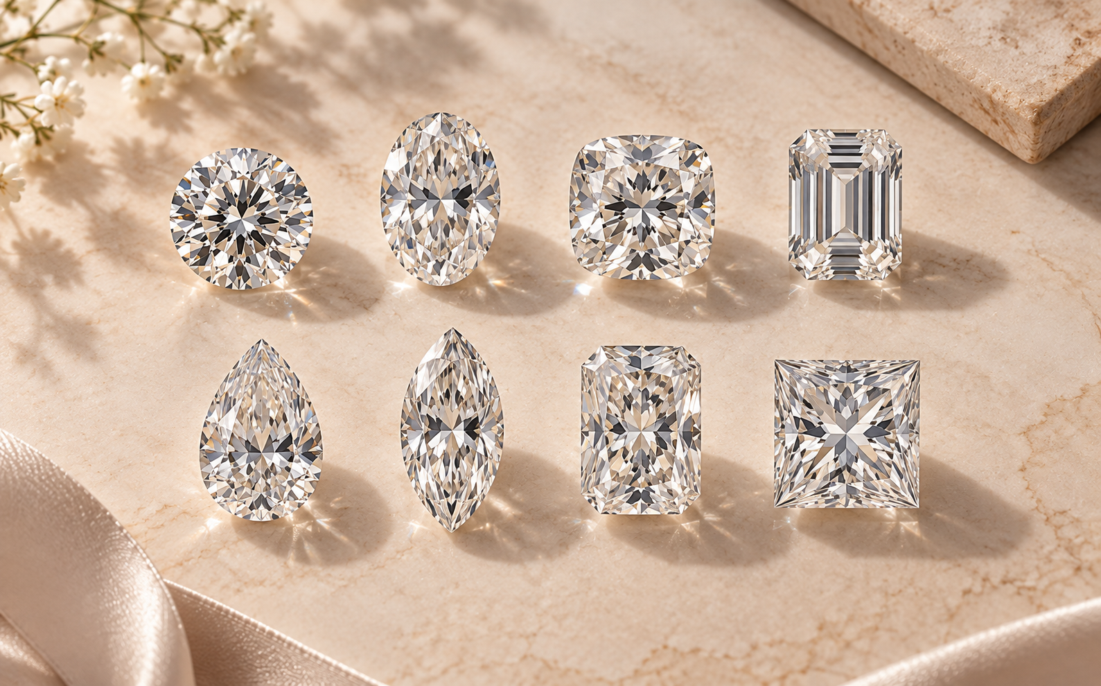 Different diamond shapes comparison