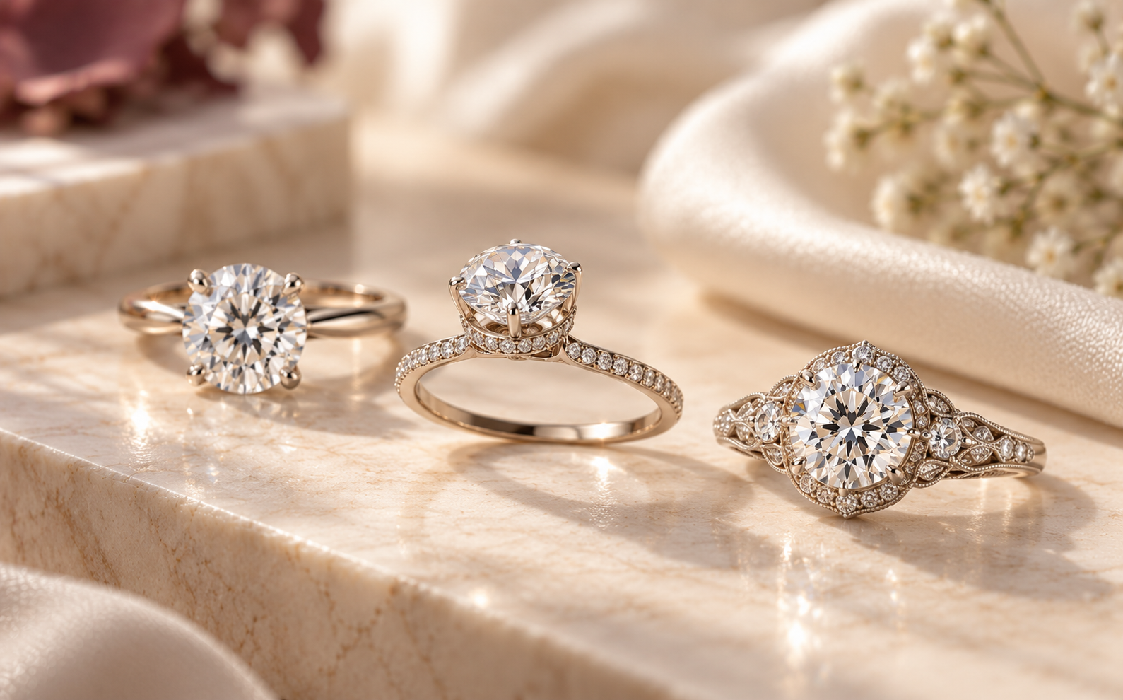 Solitaire hidden halo and vintage engagement ring styles