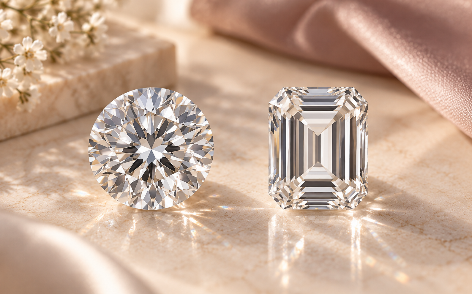Brilliant cut and step cut diamond comparison