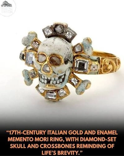 Historical memento mori skull ring showing early mortality symbolism
