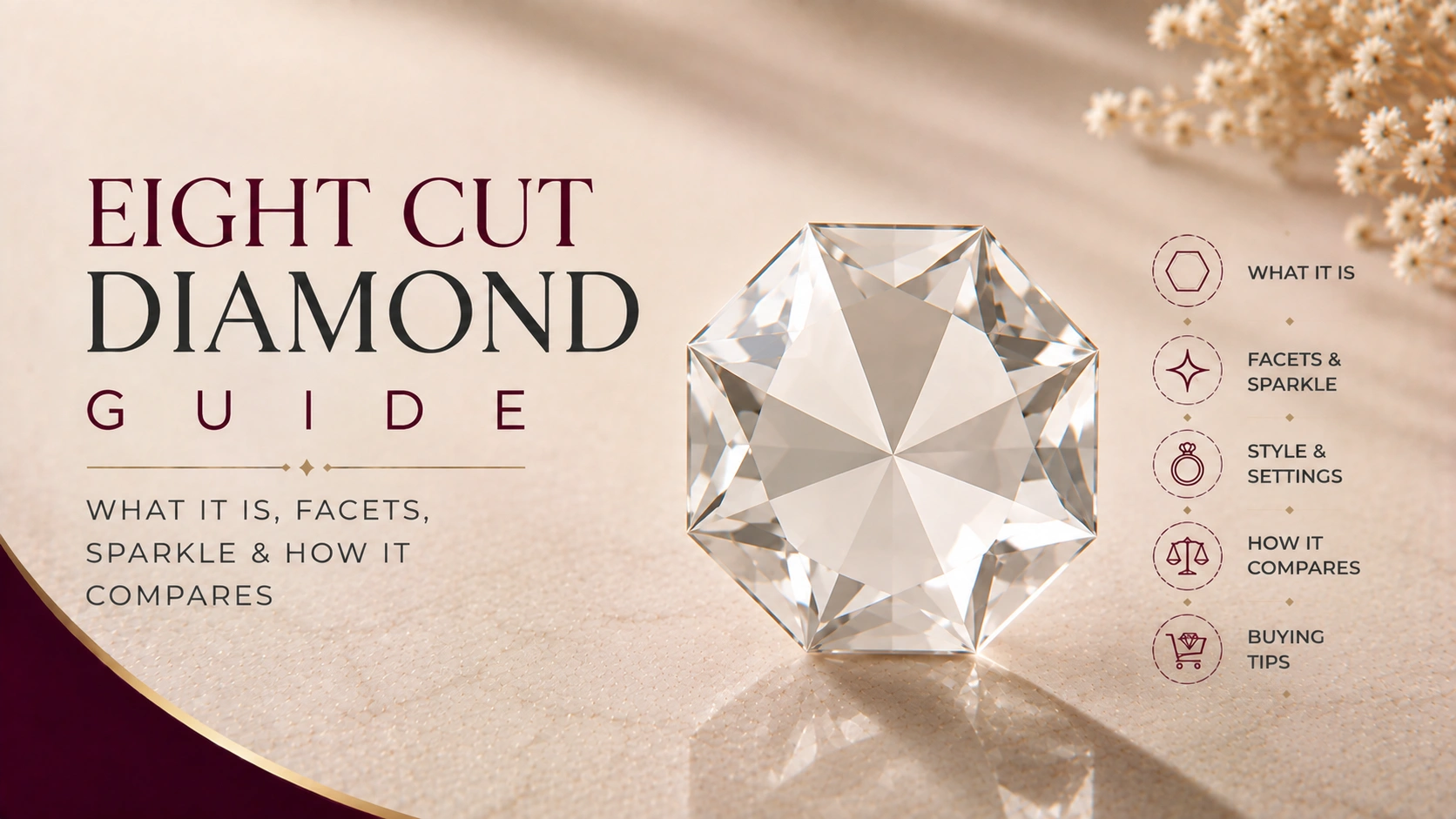 Vintage eight cut diamond with eight main facets