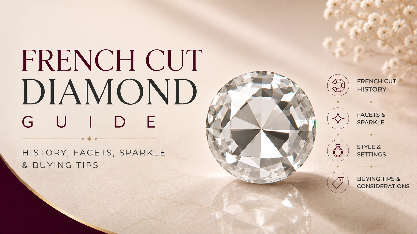 French cut diamond with a square, faceted crown