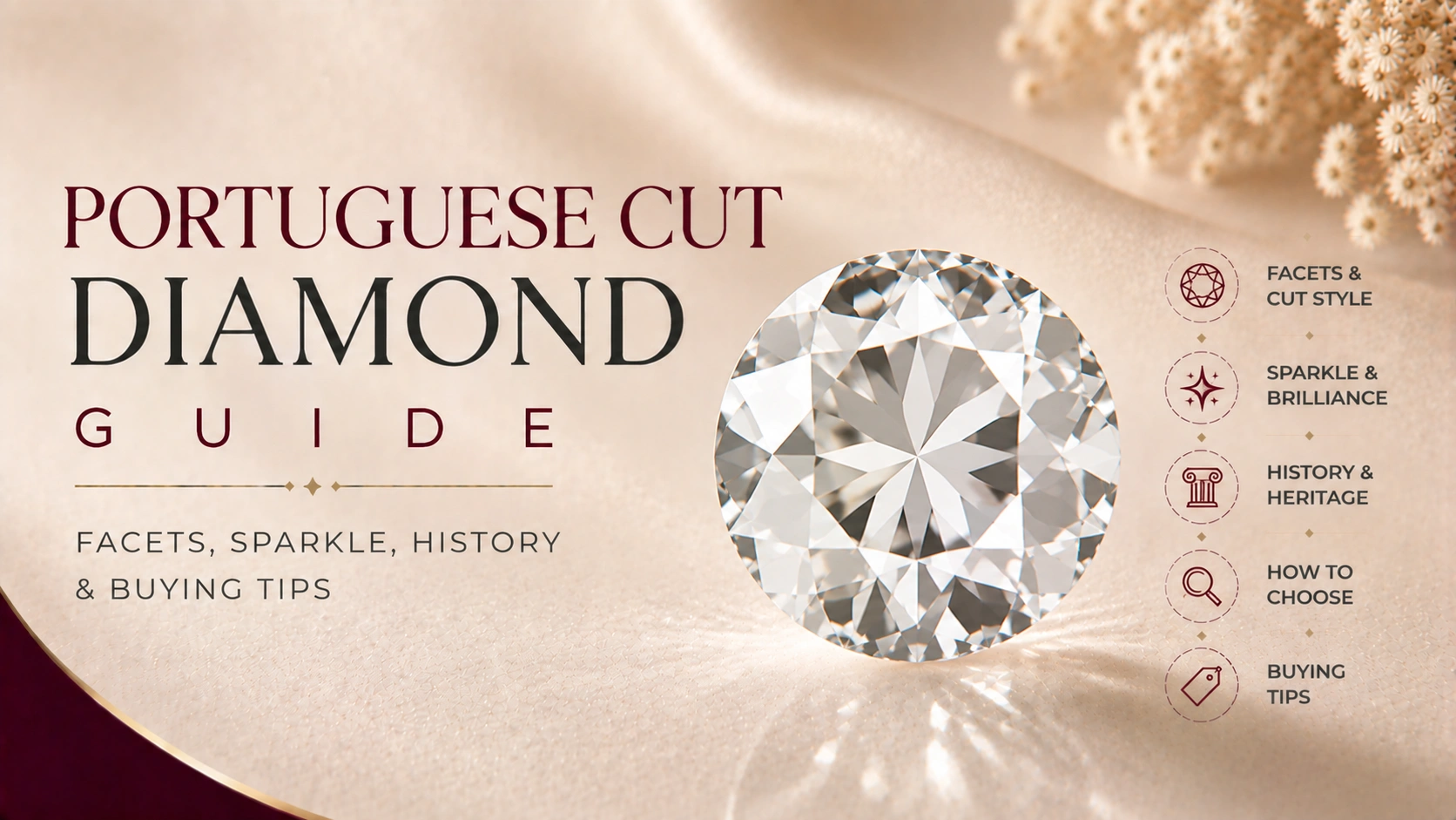 Portuguese cut diamond with multiple concentric facets