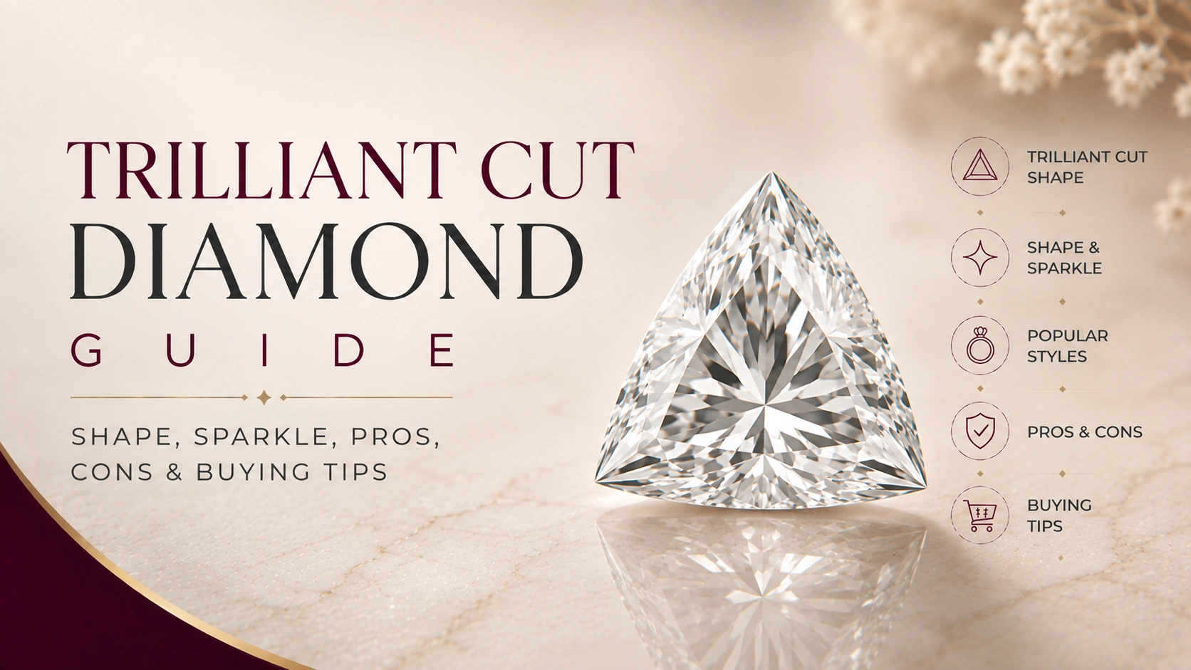 Trilliant cut diamond with a triangular shape and pointed corners