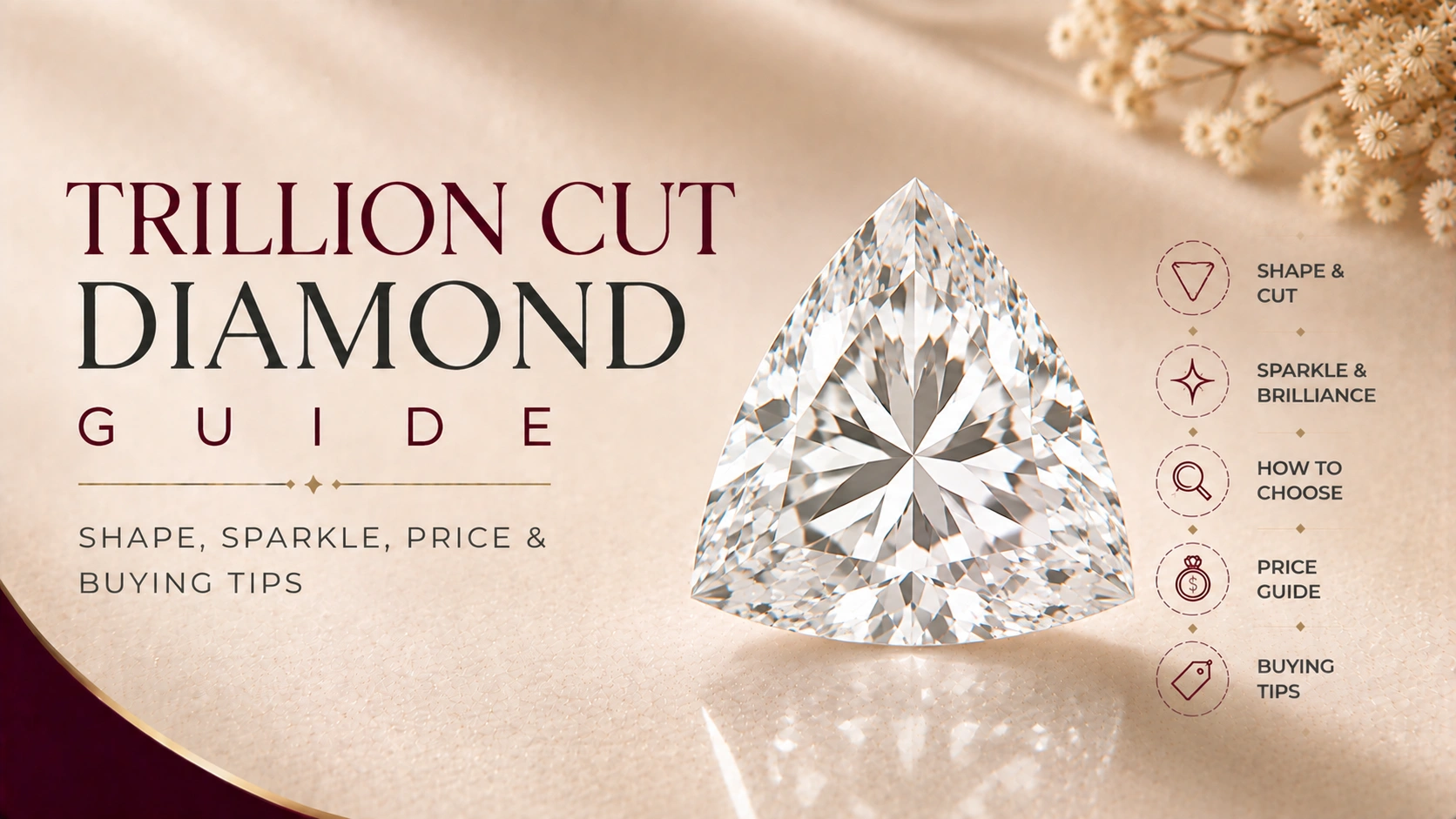Trillion cut diamond with gently curved triangular sides
