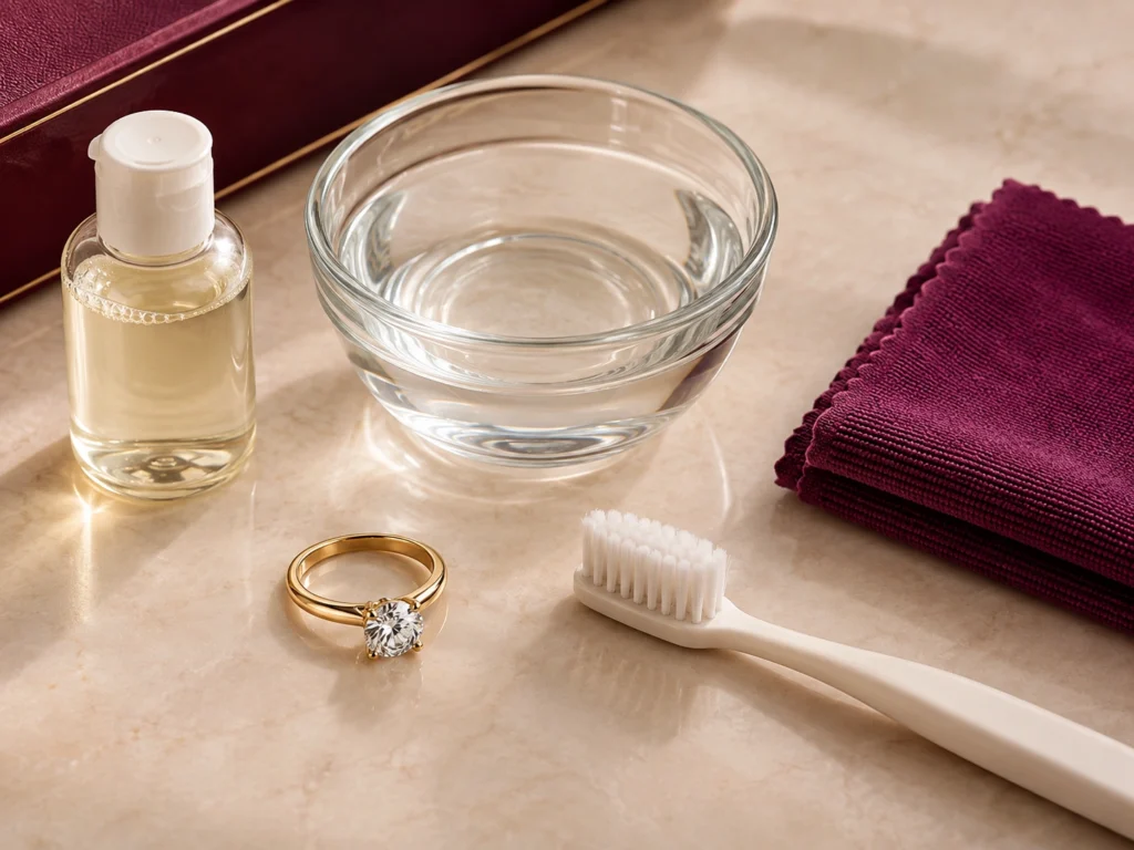 Supplies needed to clean a gold ring at home