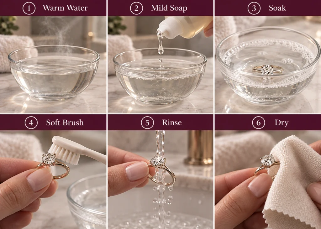 Step-by-step guide to cleaning an engagement ring