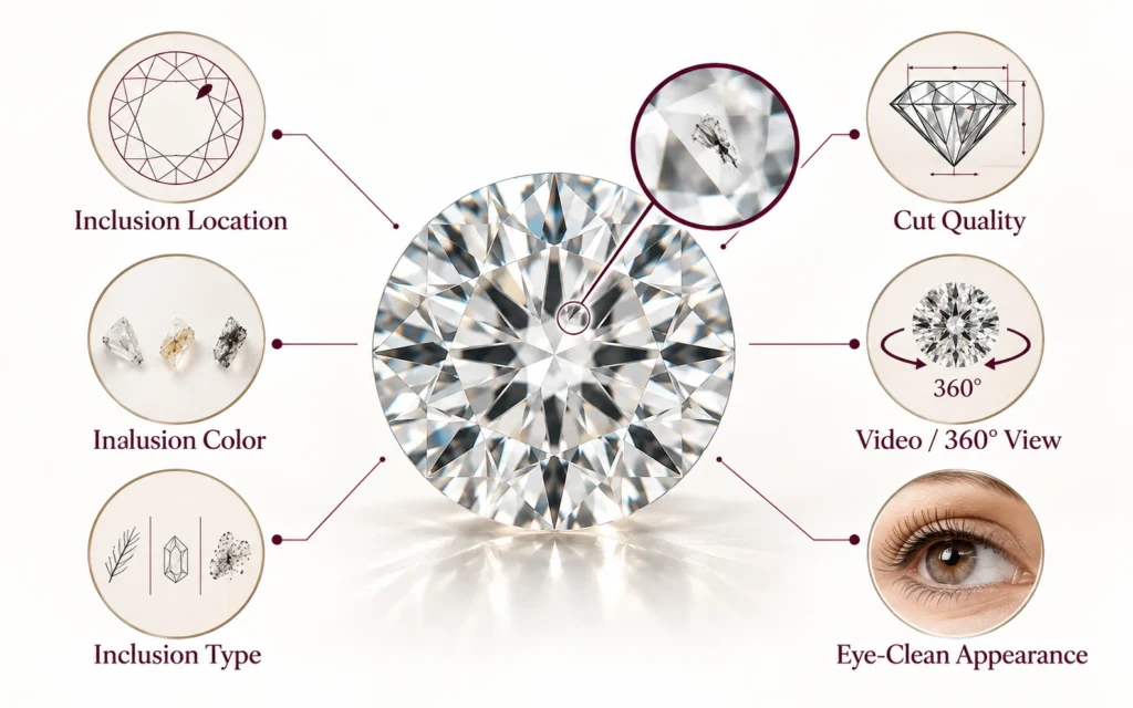 How to inspect an SI1 diamond for inclusions and eye-clean appearance