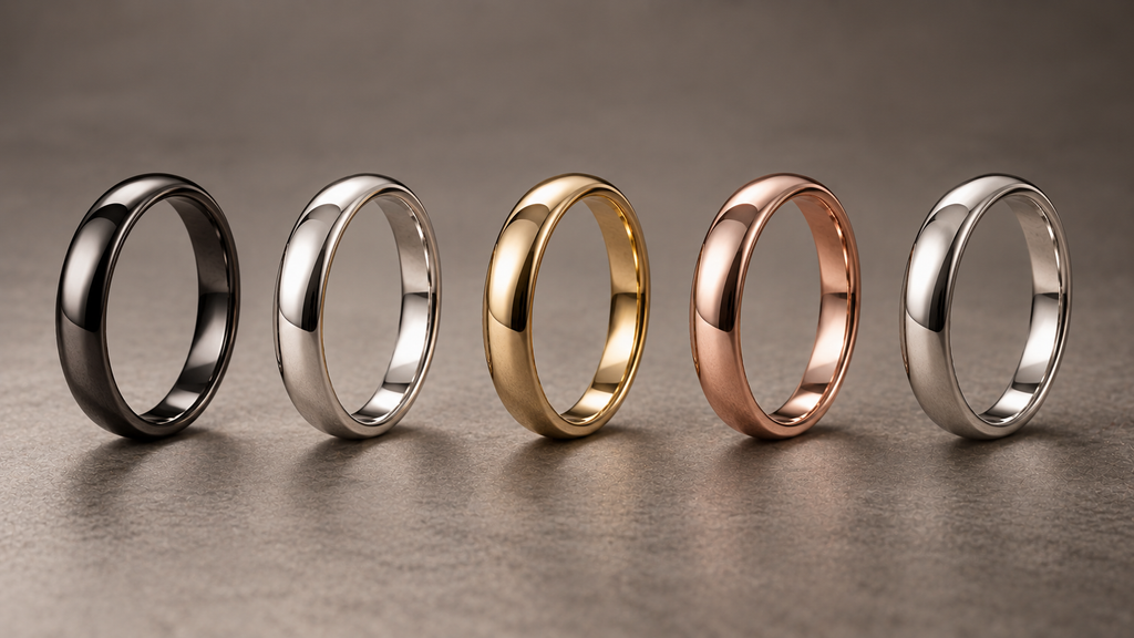 Blackened metal, white gold, yellow gold, rose gold and platinum ring options