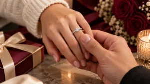 Couple exchanging a promise ring as a symbol of love and commitment
